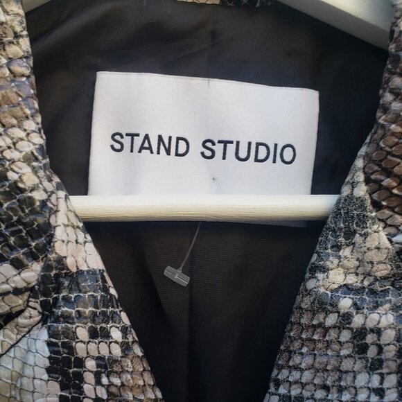 Stand Studio Polly Snakeskin-Effect Genuine Leather Biker Jacket - Picture 8 of 9